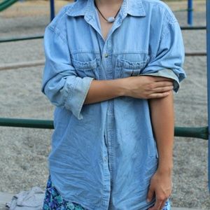 Blue Button up Marlboro top